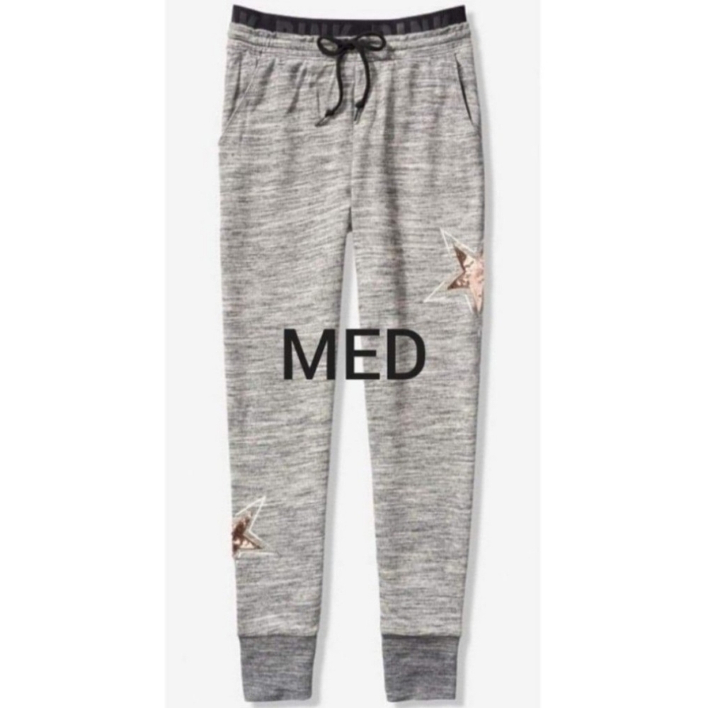 SZ MED VS PINK BLING STAR JOGGERS SWEATPANTS NWT